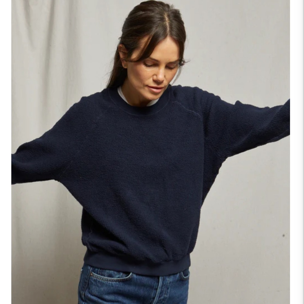 Perfectwhitetee Ziggy Reverse Fleece Sweatshirt Navy Small